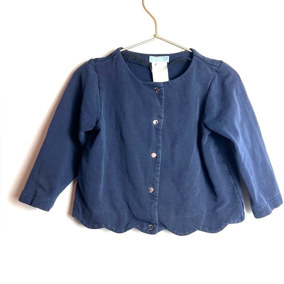 Jacadi Navy Girls Scalloped Cardigan 3 - Picture 1 of 7